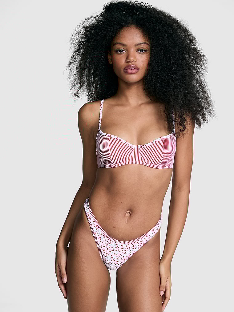 PINK by Frankies Bikinis Buttercup Bikini Top, Cherry Candy, onModelFront, 1 of 3 Jordan is 5'9" or 175cm and wears 34B or Small
