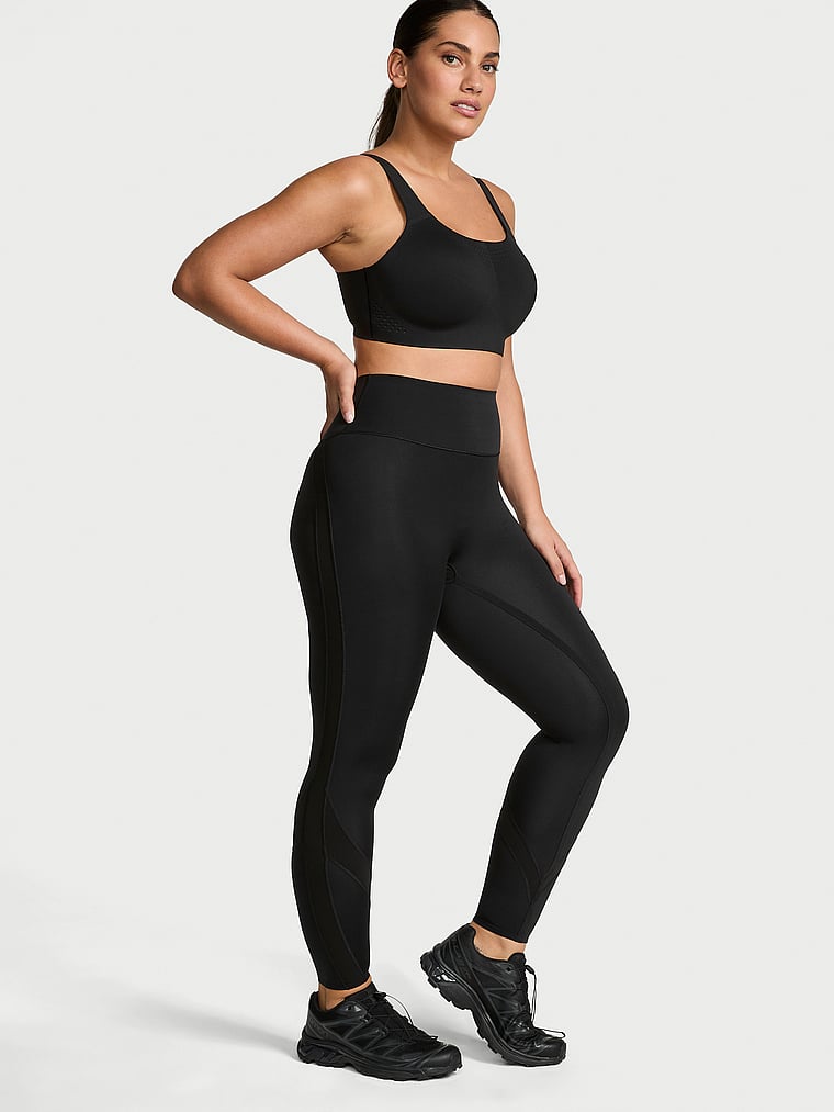 Victoria's Secret, VSX VSX Activate™ SuedeEffect Legging, Black, onModelFront, 1 of 4 Lorena is 5'9" or 175cm and wears Large