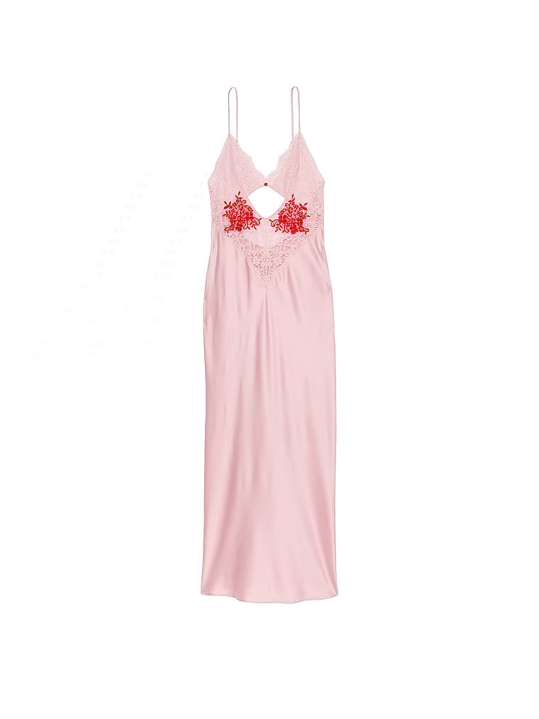 Victoria's Secret, Victoria's Secret Dare to Dream Langes Negligé aus Spitze und Satin, offModelFront, 4 of 4
