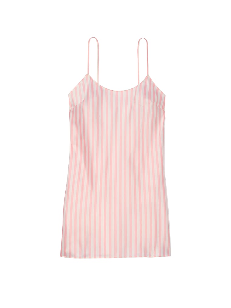 Victoria's Secret, Victoria's Secret Mini-Negligé aus Satin mit Heritage-Streifen, Hübscher Blütenstreifen, offModelFront, 3 of 4