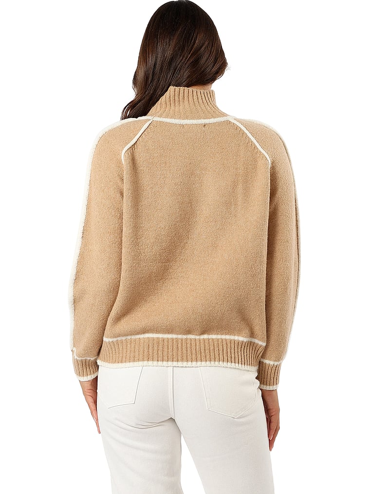 Victoria's Secret, Petal & Pup Rylee Strickpullover mit Kontrastsaum, Kamelbraun, onModelBack, 2 of 3