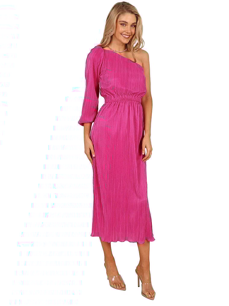 Victoria's Secret, Petal & Pup Plissiertes Ponté-Midikleid mit One-Shoulder-Träger, Orchidee, onModelFront, 1 of 3