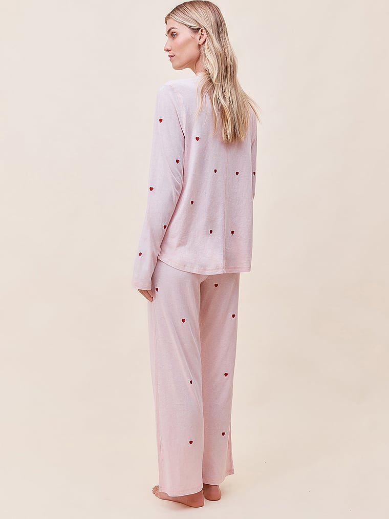 Victoria's Secret, Papinelle Longsleeve und Hose mit geradem Bein aus Baumwolle mit Herzmuster, onModelBack, 2 of 3