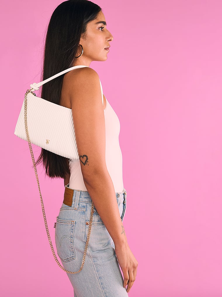 Victoria's Secret, Victoria's Secret Small Shoulder Bag, Coconut White, onModelSide, 1 of 4