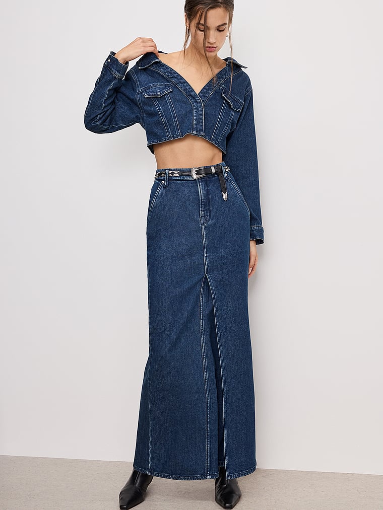 Victoria's Secret, Good American Maxirock aus Denim, detail, 3 of 3