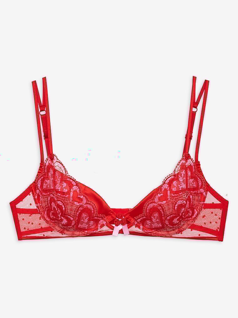 Victoria's Secret, For Love & Lemons Heartbeat BH aus Spitze, Herzschlag-Rot, offModelFront, 2 of 3