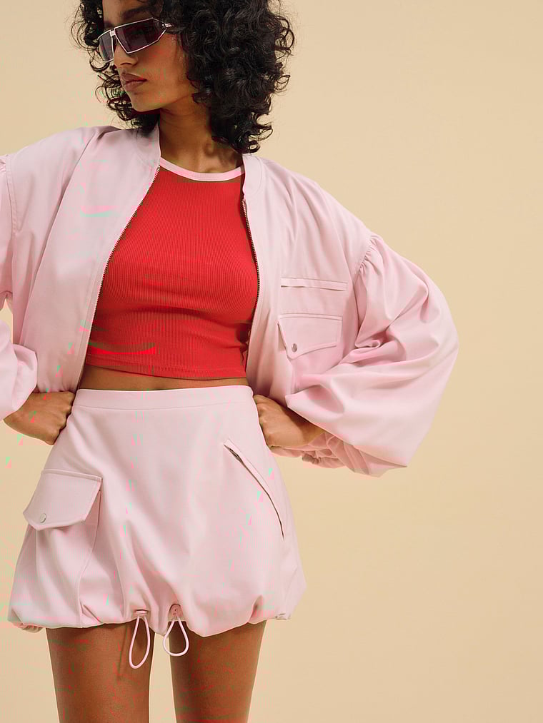 Victoria's Secret, For Love & Lemons Elanah Mini Skirt, Pink, onModelFront, 1 of 2