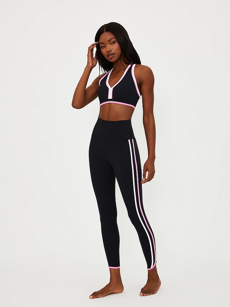 Victoria's Secret, Beach Riot Nella Contrast Legging, Black/Pink, onModelFront, 1 of 3