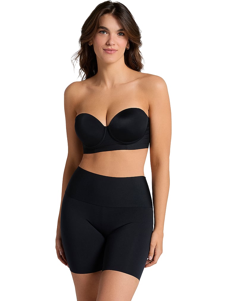 Victoria's Secret, Leonisa Shapewear Stay-in-Place Nahtlose Shorts zum Hineinschlüpfen mit leichter Kompression, Schwarz, onModelFront, 3 of 6