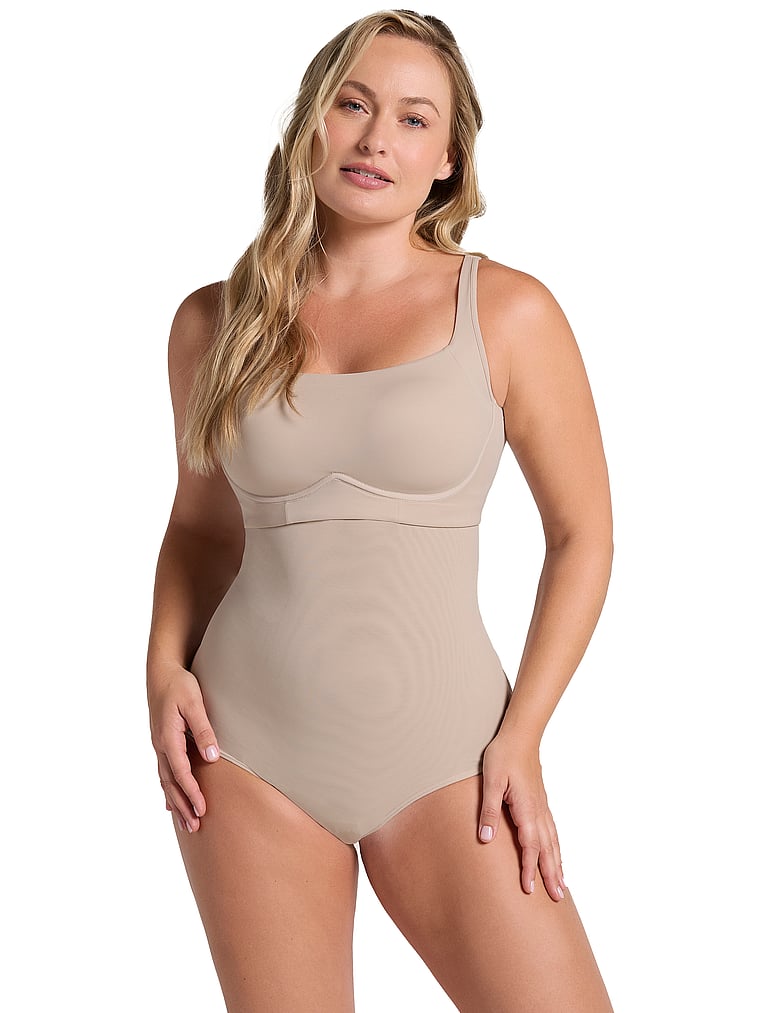 Victoria's Secret, Leonisa Shapewear High-Waisted Firm Post-Partum Panty With Adjustable Belly Wrap, Beige, onModelFront, 1 of 4