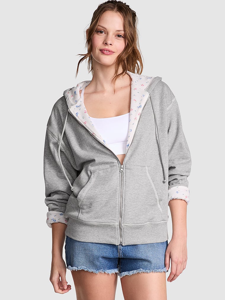 PINK von Frankies Bikinis Berry Hoodie aus Baumwolle mit Reißverschluss, onModelFront, 1 of 3