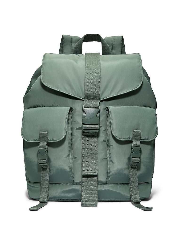 PINK Nylon Cargo Backpack, Faded Sage, onModelFront, 1 of 5