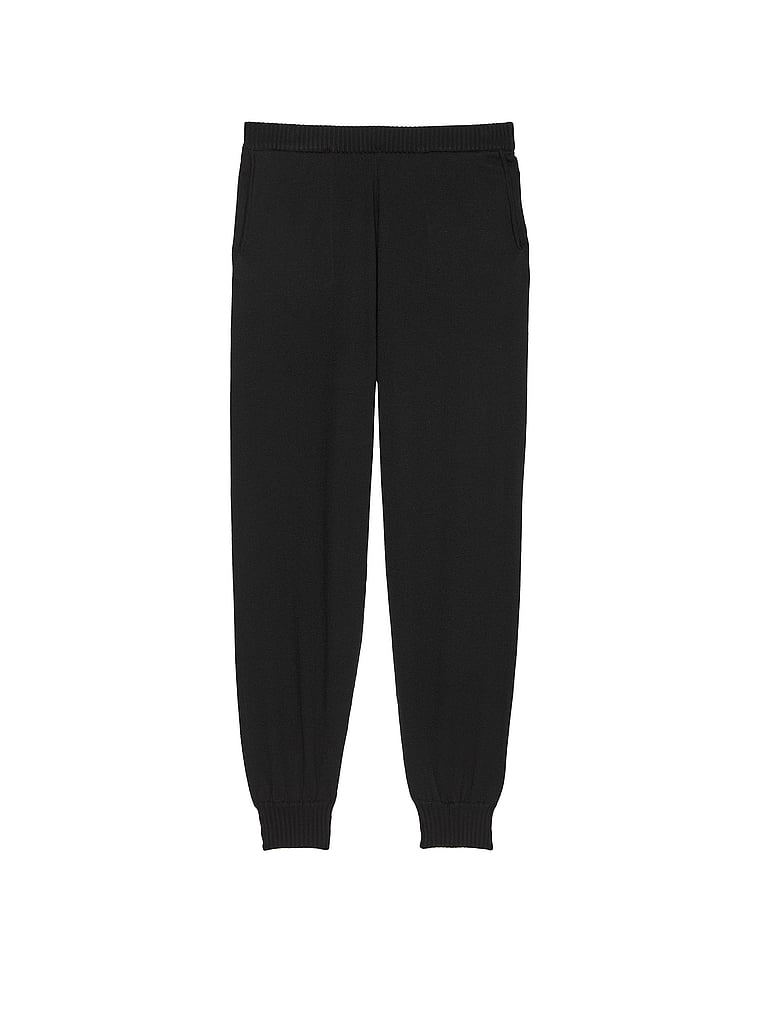 Victoria's Secret, Victoria's Secret Luxe Strick-Jogginghose, SCHWARZ, offModelFront, 3 of 4