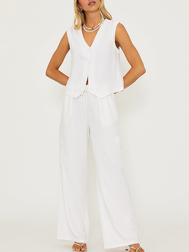 Victoria's Secret, Beach Riot Amara Hose, Weißes Leinen, detail, 4 of 4