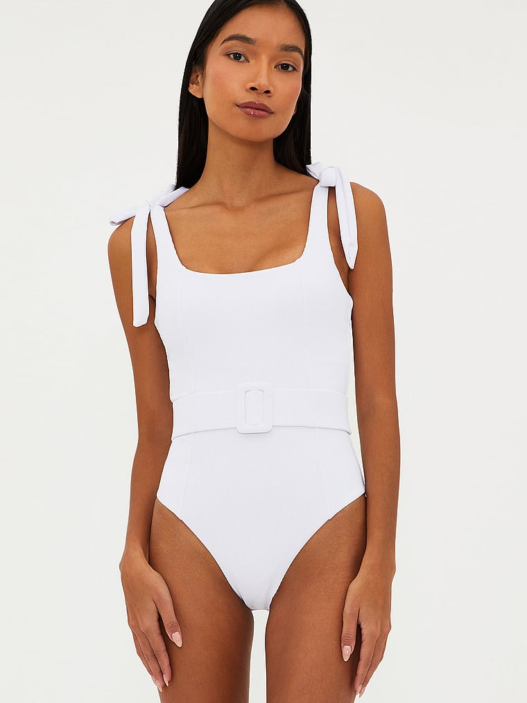 Victoria's Secret, Beach Riot Sydney One-Piece Swim Suit, White, onModelFront, 1 of 4