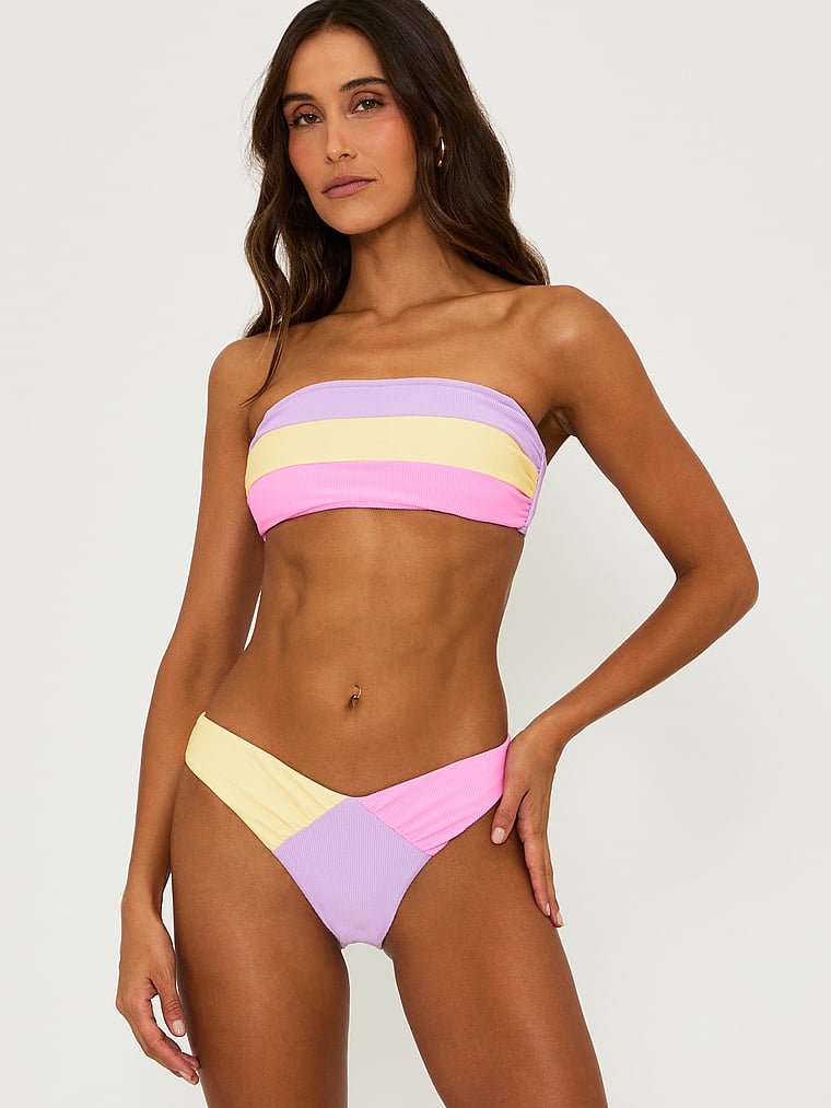 Victoria's Secret, Beach Riot Victoria Bikinihose, Fröhliches Frühlingsdesign mit Colorblock, offModelFront, 3 of 4