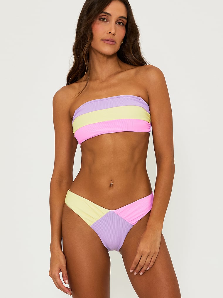 Victoria's Secret, Beach Riot Victoria Bikinihose, Fröhliches Frühlingsdesign mit Colorblock, onModelBack, 2 of 4