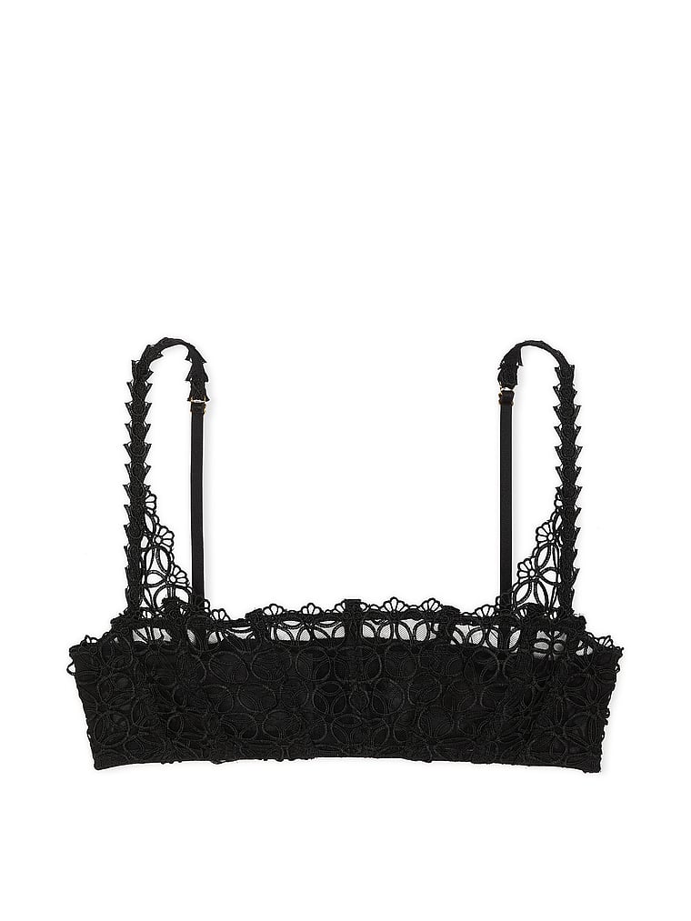 Victoria's Secret, Very Sexy Bandeau-Korsettoberteil mit Geo-Gänseblümchenspitze, Schwarz, offModelFront, 3 of 4