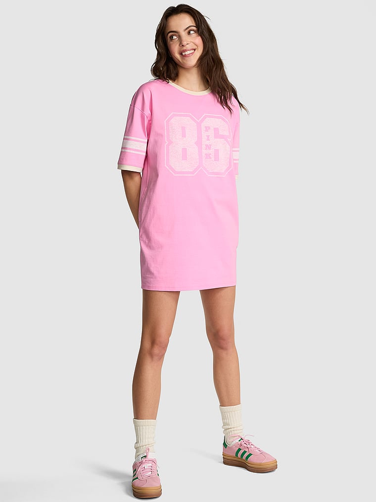 PINK T-Shirt-Kleid aus Pima-Baumwolle, onModelFront, 1 of 2