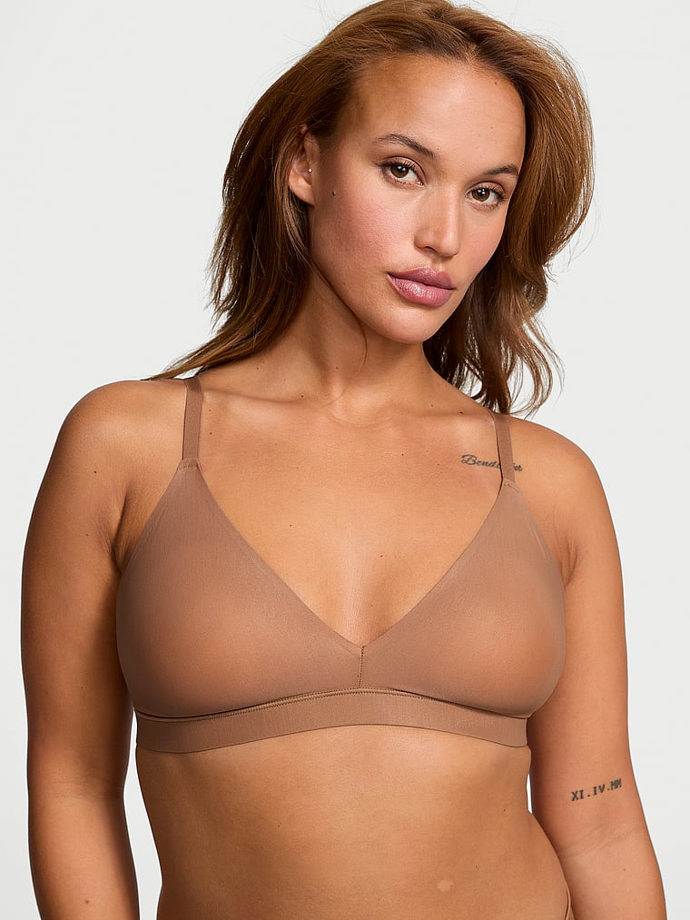 Victoria's Secret, Victoria's Secret Shapewear by Victoria SheerSmoothing™ Bralette, Caramel, onModelFront, 1 of 4