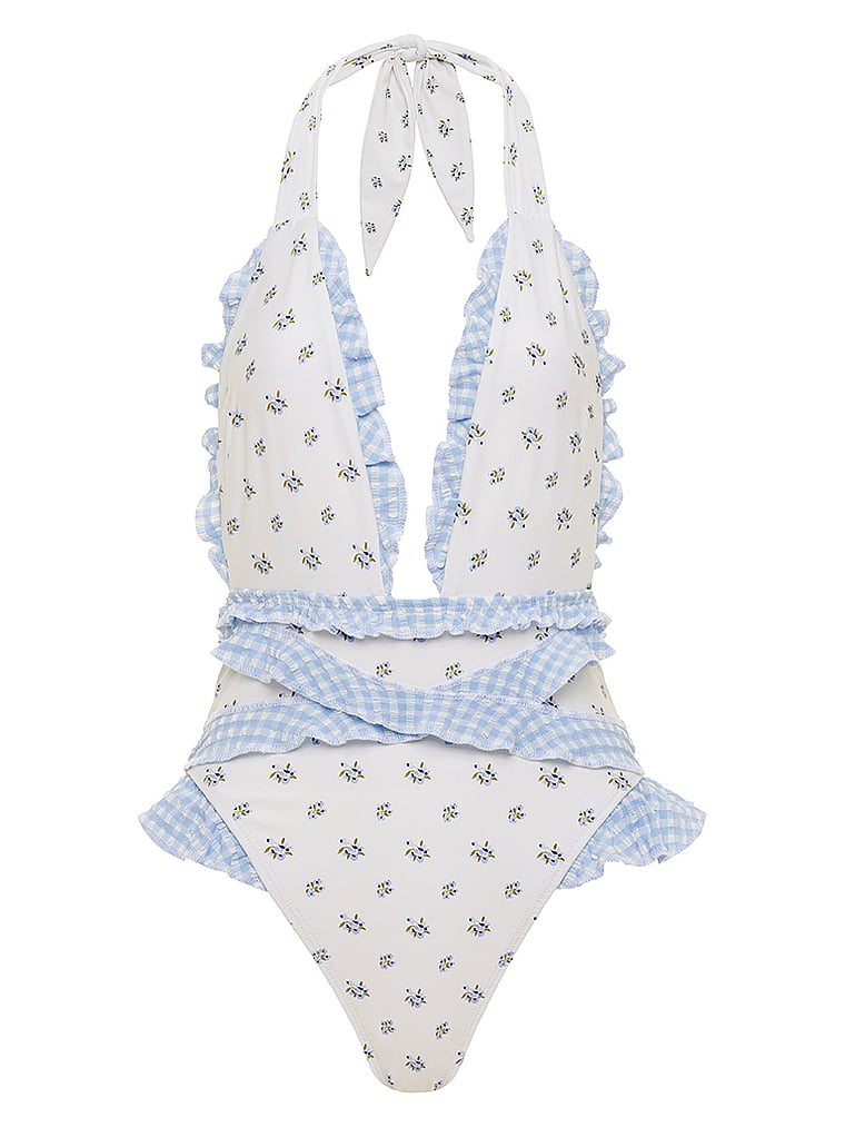 Victoria's Secret, Montce Tropez Einteiliger Badeanzug mit Rüschenborte, Heidi Blumenmuster, offModelFront, 3 of 4