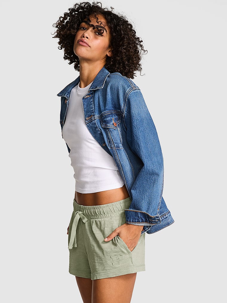 PINK Lightweight Lounge Shorts, Green Garden, onModelFront, 1 of 4 Vanessa is 5'10" or 178cm and wears Small