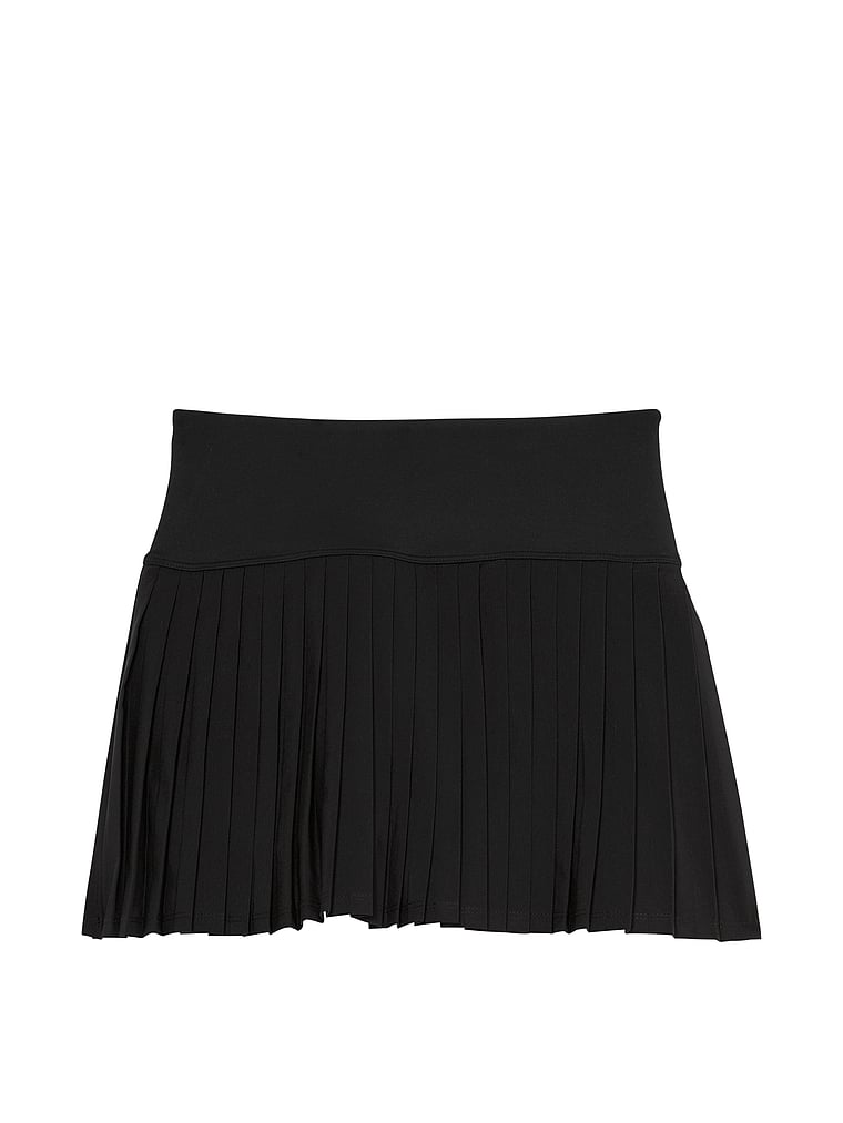 PINK Plissierter Skort aus Tech-Webstoff, Reines Schwarz, offModelFront, 4 of 4