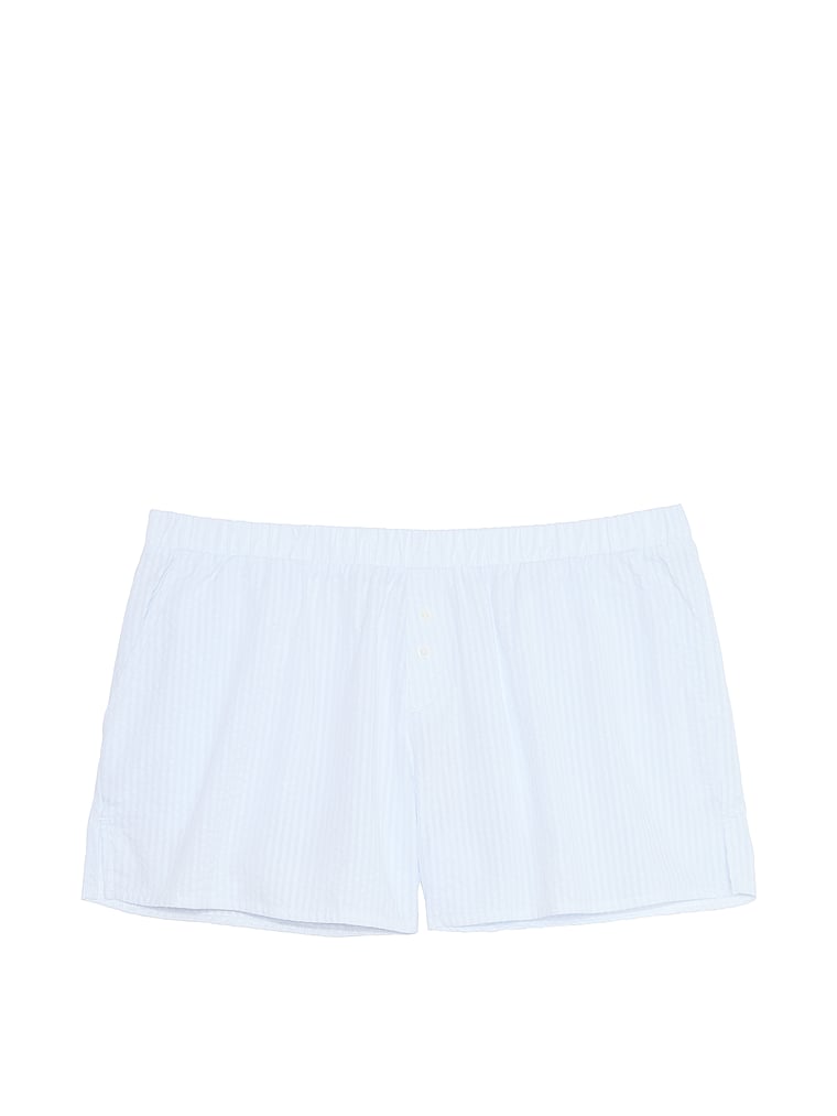 PINK von Frankies Bikinis Lane Seersucker-Shorts, Stiefmütterchen mit Streifen, offModelFront, 3 of 3