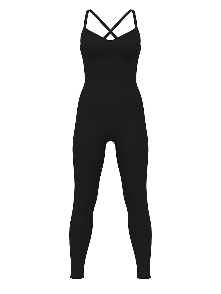 Victoria's Secret, VSX VSX Elevate™ Catsuit mit Riemchendesign, Schwarz, digitalOffModelFront, 3 of 3