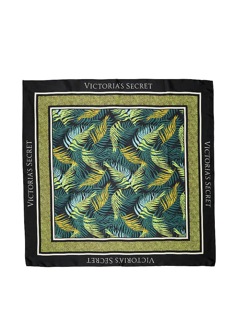 Victoria's Secret, Victoria's Secret Satin Scarf, Palm, onModelFront, 1 of 3