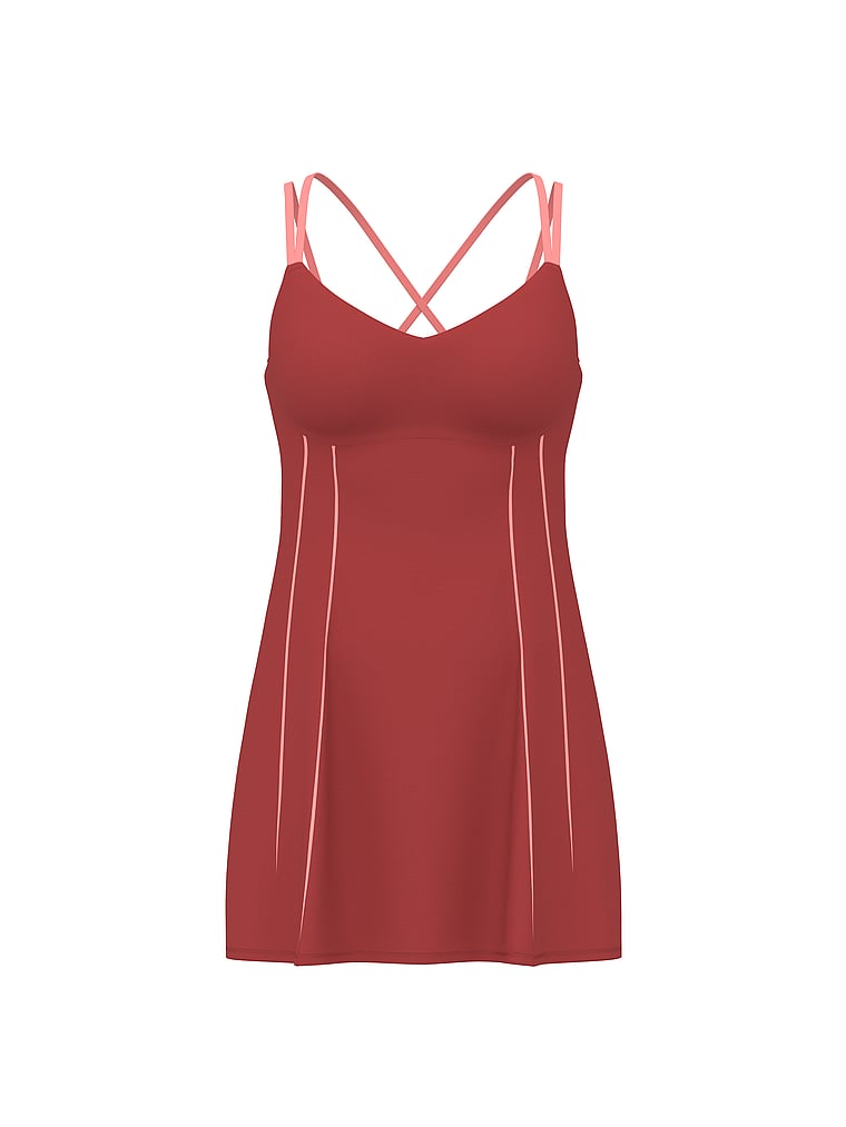 Victoria's Secret, VSX VSX Elevate™ Chroma Contours Ausgestelltes Kleid, Rostrot und helle Koralle, digitalOffModelFront, 4 of 4