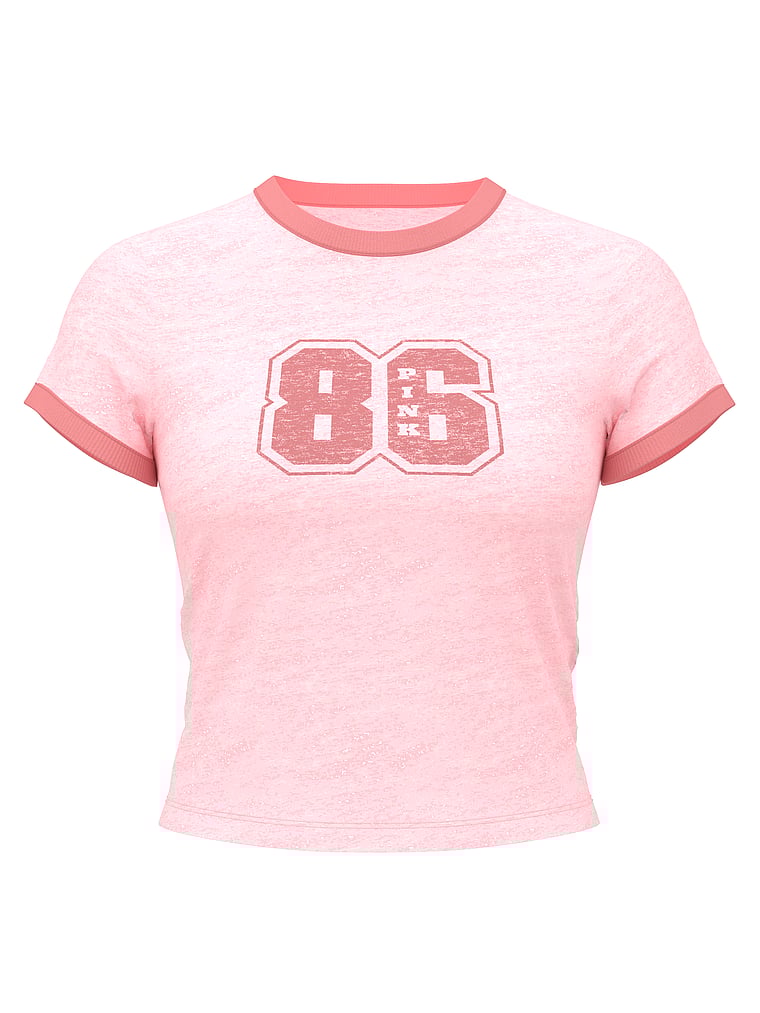 PINK Retro-T-Shirt aus Baumwolle, Blühend meliert, digitalOffModelFront, 3 of 3