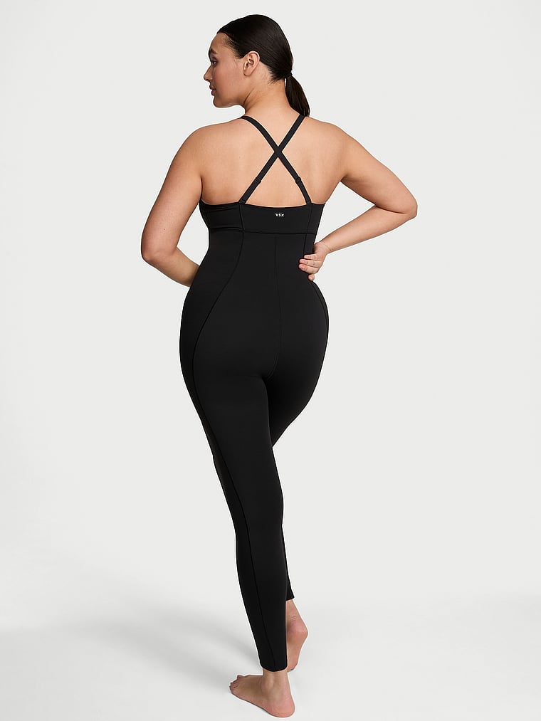 Victoria's Secret, VSX VSX Elevate™ Catsuit mit Riemchendesign, Schwarz, onModelBack, 2 of 3