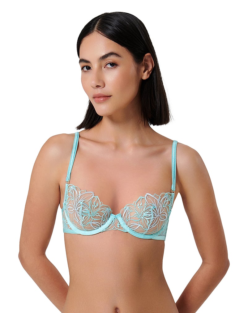 Victoria's Secret, BLUEBELLA Lilly Wired Bra, Blue, onModelFront, 1 of 4