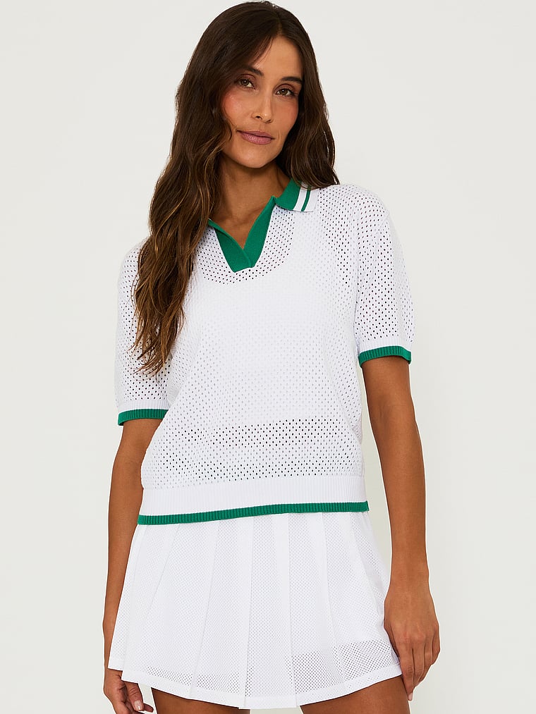 Victoria's Secret, Beach Riot Giana Top, Courtside White, onModelFront, 1 of 4