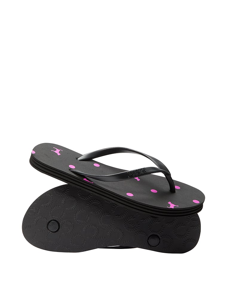 PINK PINK Flip Flops, Black Dot Dog Print, onModelFront, 1 of 2