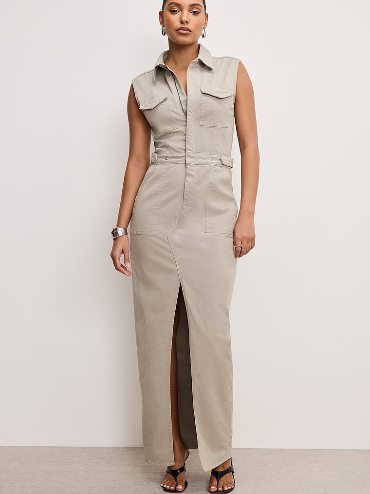Victoria's Secret, Good American Fit For Success Maxikleid mit Twill, onModelFront, 1 of 4