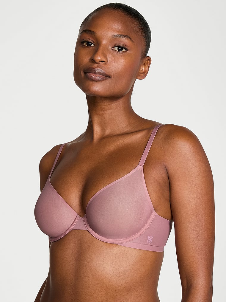 Victoria's Secret, Victoria's Secret Shapewear by Victoria SheerSmoothing™ Unlined Demi Bra, Nostalgia Rose, onModelFront, 1 of 3