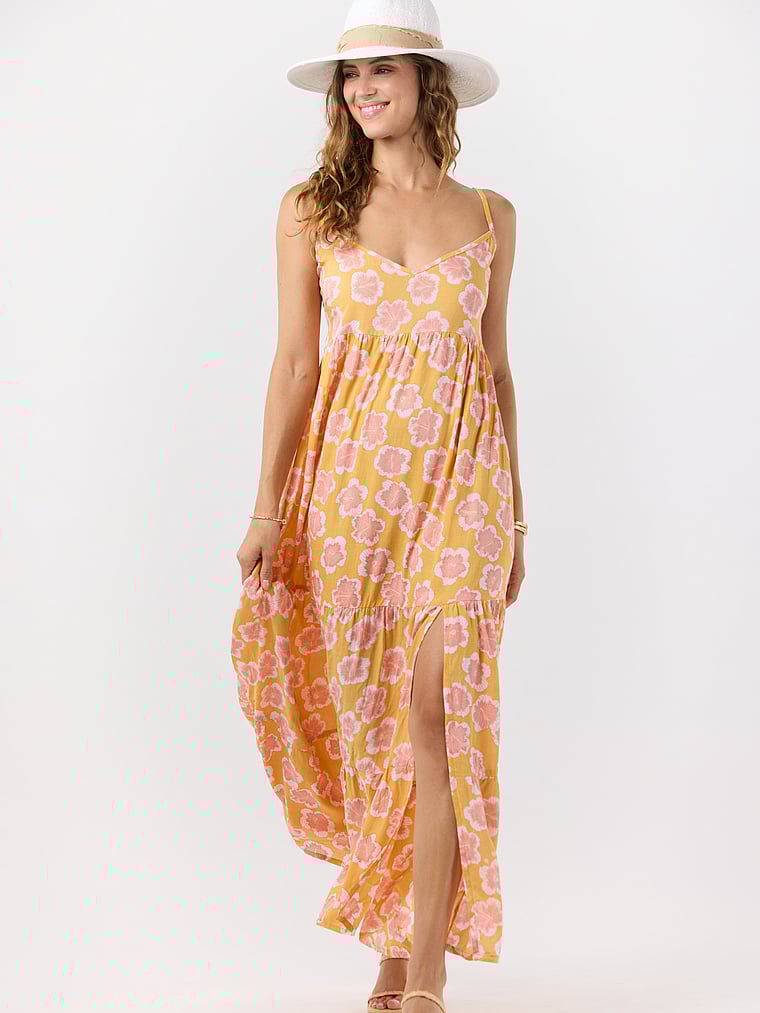Victoria's Secret, Tiare Hawaii Julian Maxi Dress, Kahala Hibiscus Gold, onModelFront, 1 of 4