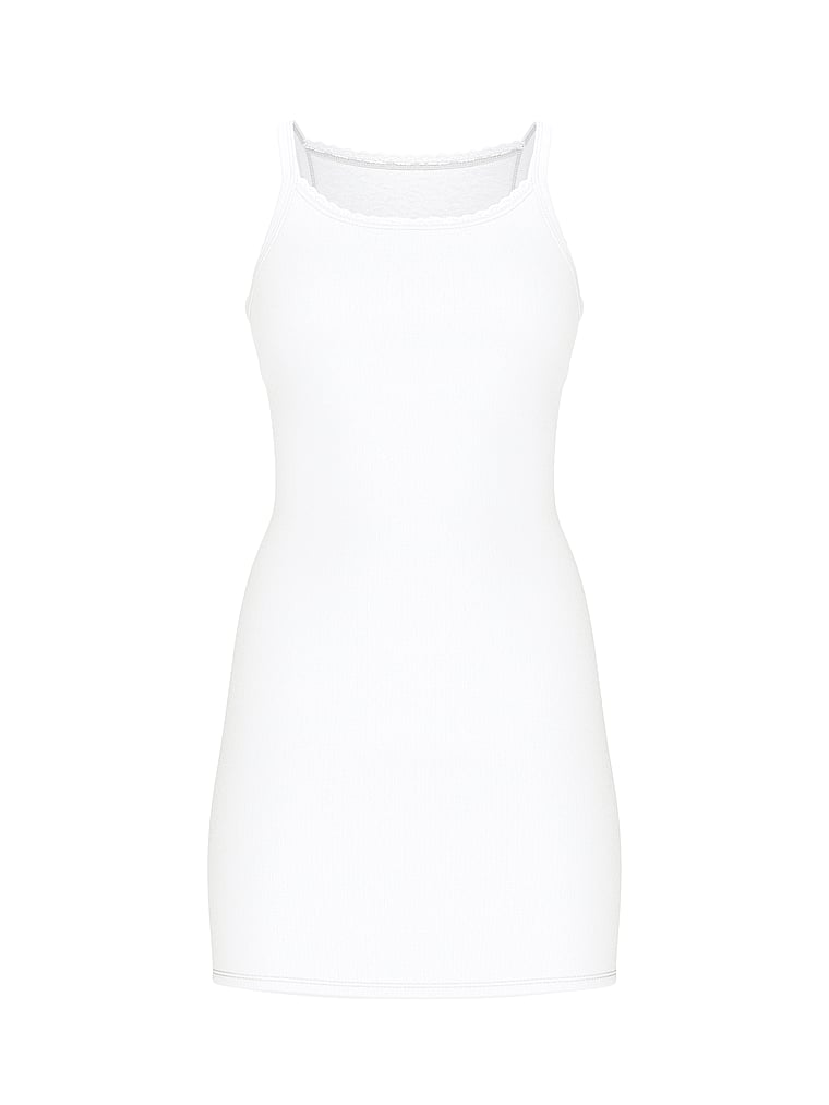 Victoria's Secret, Victoria's Secret Negligé aus Modal mit Lochmuster, VS-Weiß, offModelFront, 4 of 4