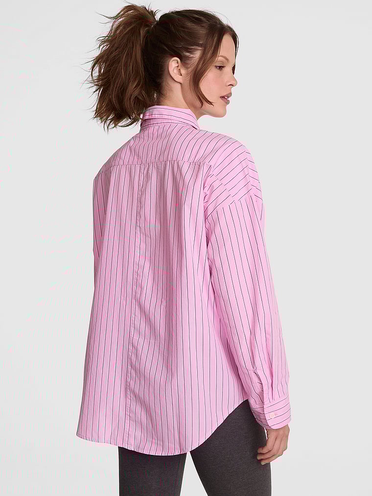 PINK Boyfriend-Schlafshirt mit Knopfleiste, Muster, onModelBack, 2 of 2