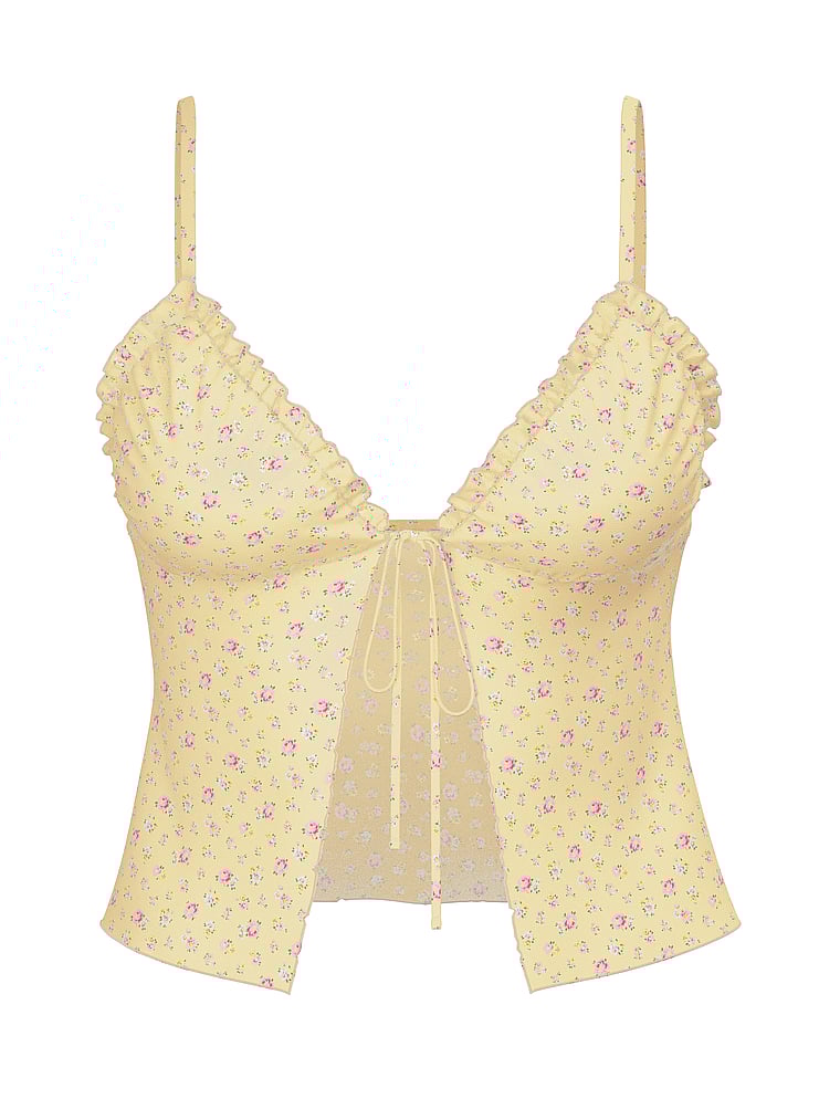 PINK von Frankies Bikinis Halle Flyaway Bikinioberteil, Blüte, offModelFront, 3 of 3
