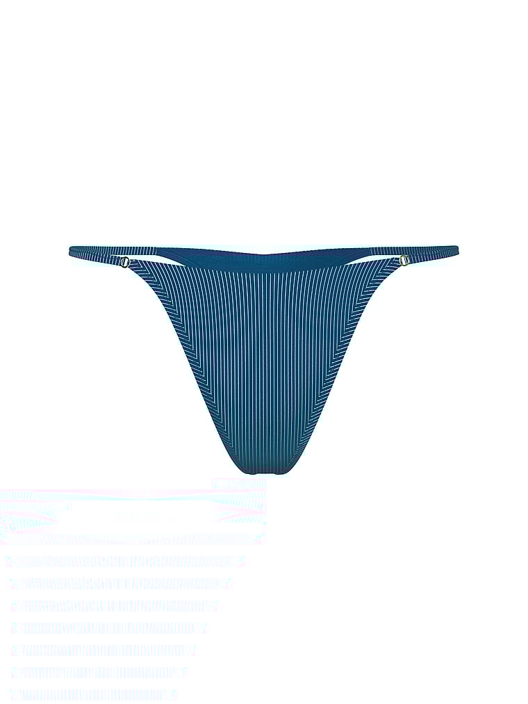 Victoria's Secret, Victoria's Secret Swim Zweifarbige, gerippte String-Bikinihose, Türkis-Oase, offModelFront, 3 of 3