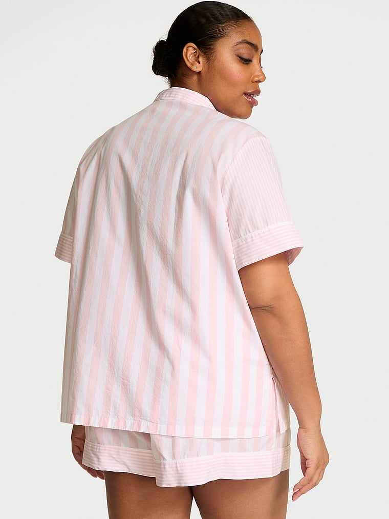 Victoria's Secret, Victoria's Secret Heritage Kurzer Pyjama aus Baumwolle, Muster, offModelBack, 3 of 4 Brianna ist 5'10" oder 178cm und trägt XL/Long