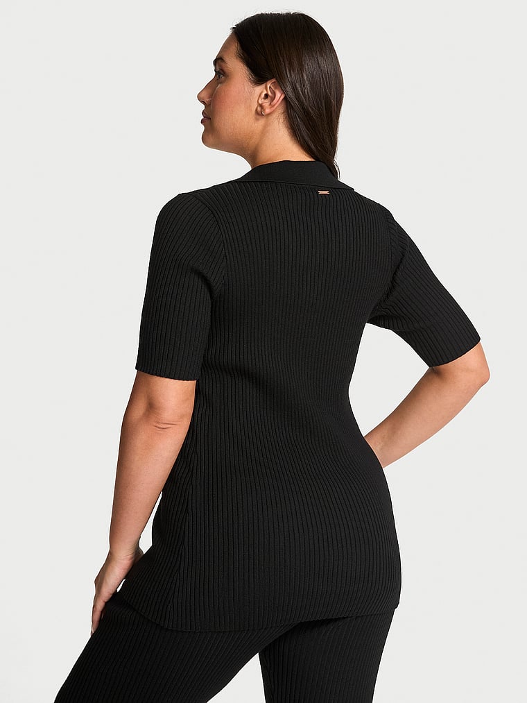 Victoria's Secret, Victoria's Secret Luxuriöser Cardigan aus Rippstrick mit luftiger Taille, SCHWARZ, onModelBack, 2 of 2 Lorena ist 5'9" oder 175cm und trägt L