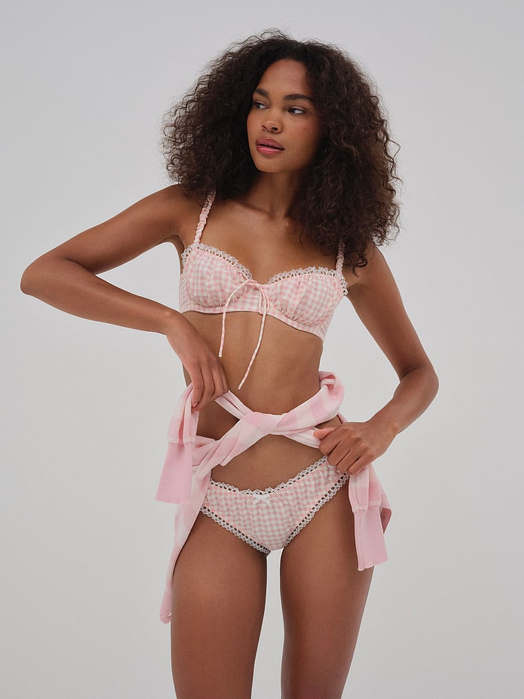 Victoria's Secret, For Love & Lemons Petal Pink Bügel-BH mit Vichy-Karos, Pink, offModelFront, 3 of 4
