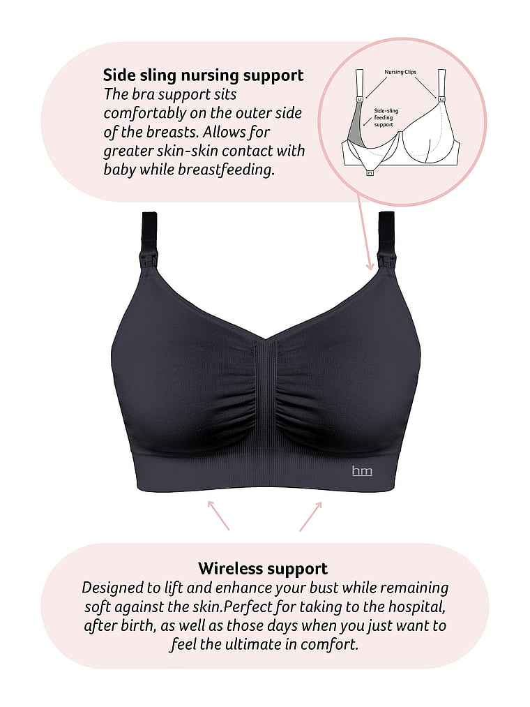 Victoria's Secret, Hotmilk My Necessity Multifit Umstands-BH ohne Bügel, Schwarz, detail, 3 of 3