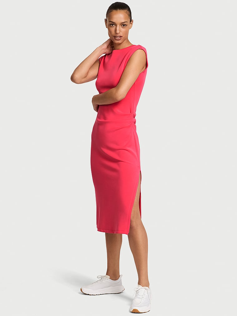 Victoria's Secret, VSX VSX Featherweight Knit Midi Dress, Pink Island, onModelFront, 1 of 3 Nikita is 5'10" or 178cm and wears 34B or Small