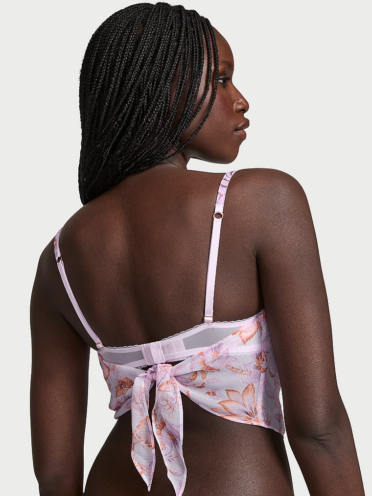 Victoria's Secret, Victoria's Secret Vintage Blossom Chiffon Handkerchief Bra Top, Delicate Violet Floral, onModelBack, 3 of 4