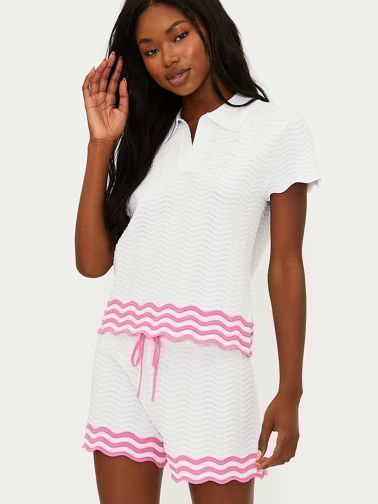Victoria's Secret, Beach Riot Vera Top, Strawberry Wave, onModelFront, 1 of 4